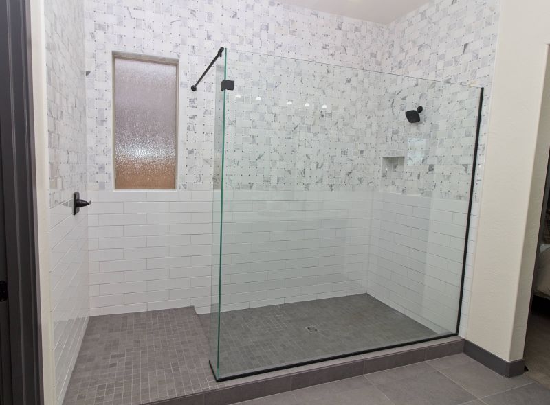Shower with Linear Drain and Sleek Design